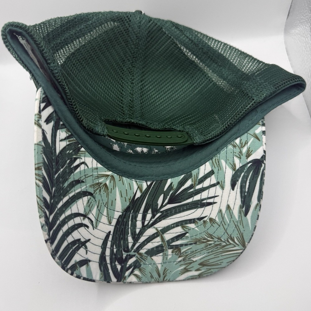 Molokai Hawaii Trucker Hat Green Tropical Leaf Snapback Mesh Cap Cappelli OSFM - Picture 3 of 14
